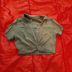 Olive Green Crop Top